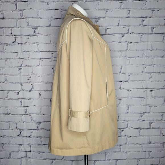 Vintage 70s Montgomery Ward Tan Lightweight Mod Coat, size 16 - Picture 3 of 8